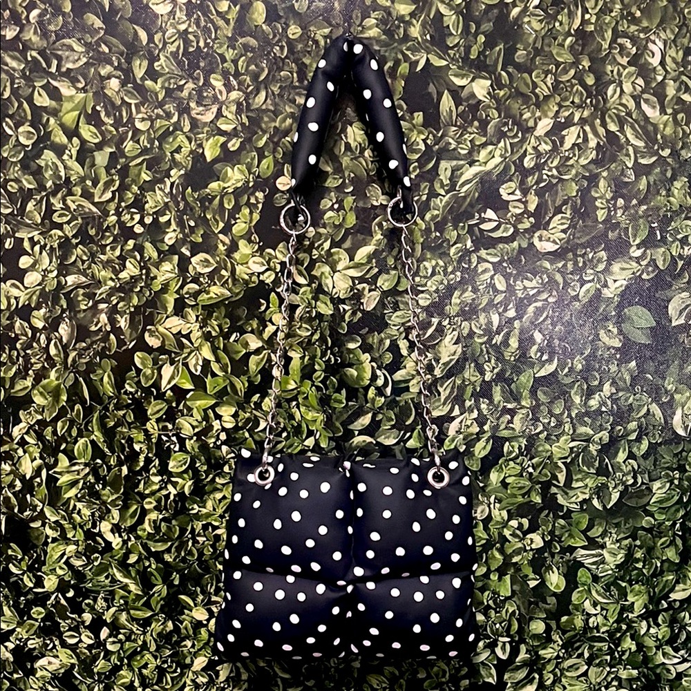 Custom Hand Made Polka Dot Puffer Bag w/ Chain Strap and Puffer Shoulder. NWOT